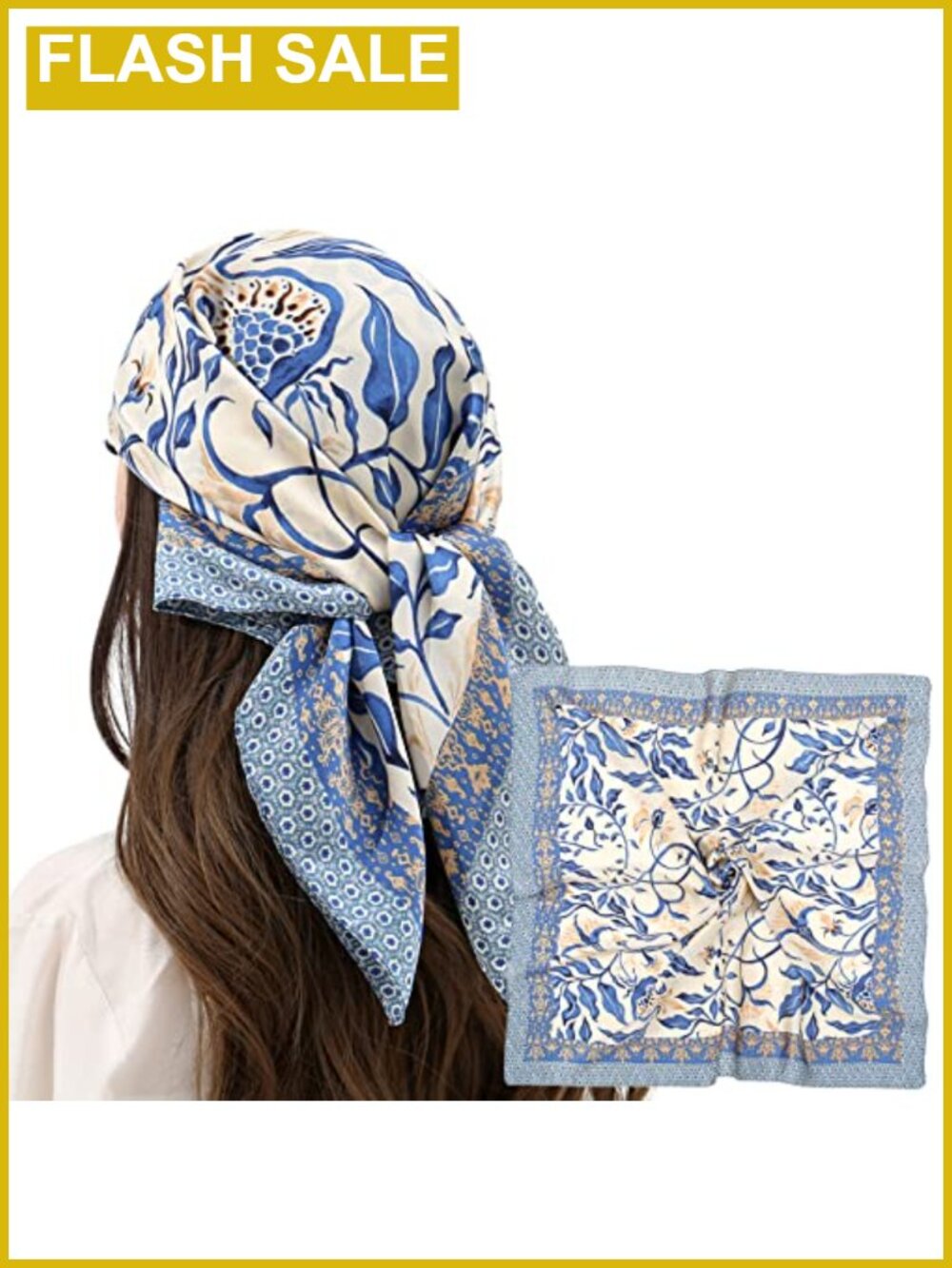 Satin Silk Hair Scarf Square Neck Wrap Night Sleeping Gift for Women
